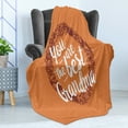 thumbnail image 4 of Grandma Soft Flannel Fleece Blanket, Floral Wreath with an Uplifting Words About Elderly on Warm Colored Backdrop, Cozy Plush for Indoor and Outdoor Use, 70" x 90", Orange Ruby White, by Ambesonne, 4 of 5