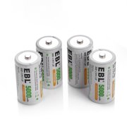 EBL 4 Pack 1.2v R14 Size C Rechargeable Batteries 5000mAh NiMH Battery