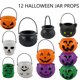 thumbnail image 1 of Cubo de calabaza de Halloween | Cesta de calabaza de PVC con asa | Pequeño cubo de plástico para decoración de fiestas y cosplay | Contenedor ligero reutilizable para Halloween | Pack de 12 | Naranja, 1 of 9