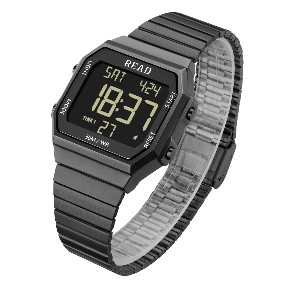 Metal case shop digital watch