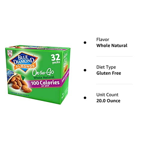 Blue Diamond Almonds, Whole Natural 100 calorie packs (32 count)