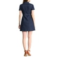 thumbnail image 3 of INSPIRE CHIC Women's Denim Collared Short Sleeve Summer A-line Dress Dark Blue XS, 3 of 6