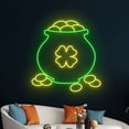 thumbnail image 5 of Handmadetneonsign Gold Cauldron Neon Sign, 4 Leaf Clover Neon Light, Home Decor, 5 of 5