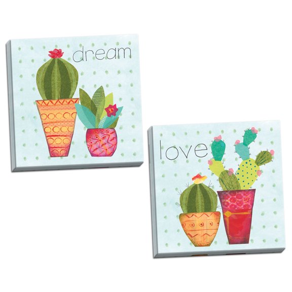 Gango Home Decor Contemporary Southwest Cactus III & IV by Courtney Prahl (Ready to Hang); Two 12x12in Hand-Stretched Canvases