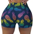 thumbnail image 2 of Lsque Retro Bright Pineapple Pattern High Waisted Biker Shorts for Women-Tummy Control Fitness Athletic Workout Running Yoga Gym Shorts,Moisture-Wicking-Small, 2 of 9