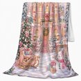 thumbnail image 2 of Whimsical Pink Castle Winter Wonderland Scene Festive Holiday, Festive Holiday Scene, Warm Flannel Blanket for Living Room and Family Room, Art Lovers Christmas Gift, Festive Home Decor, 2 of 9