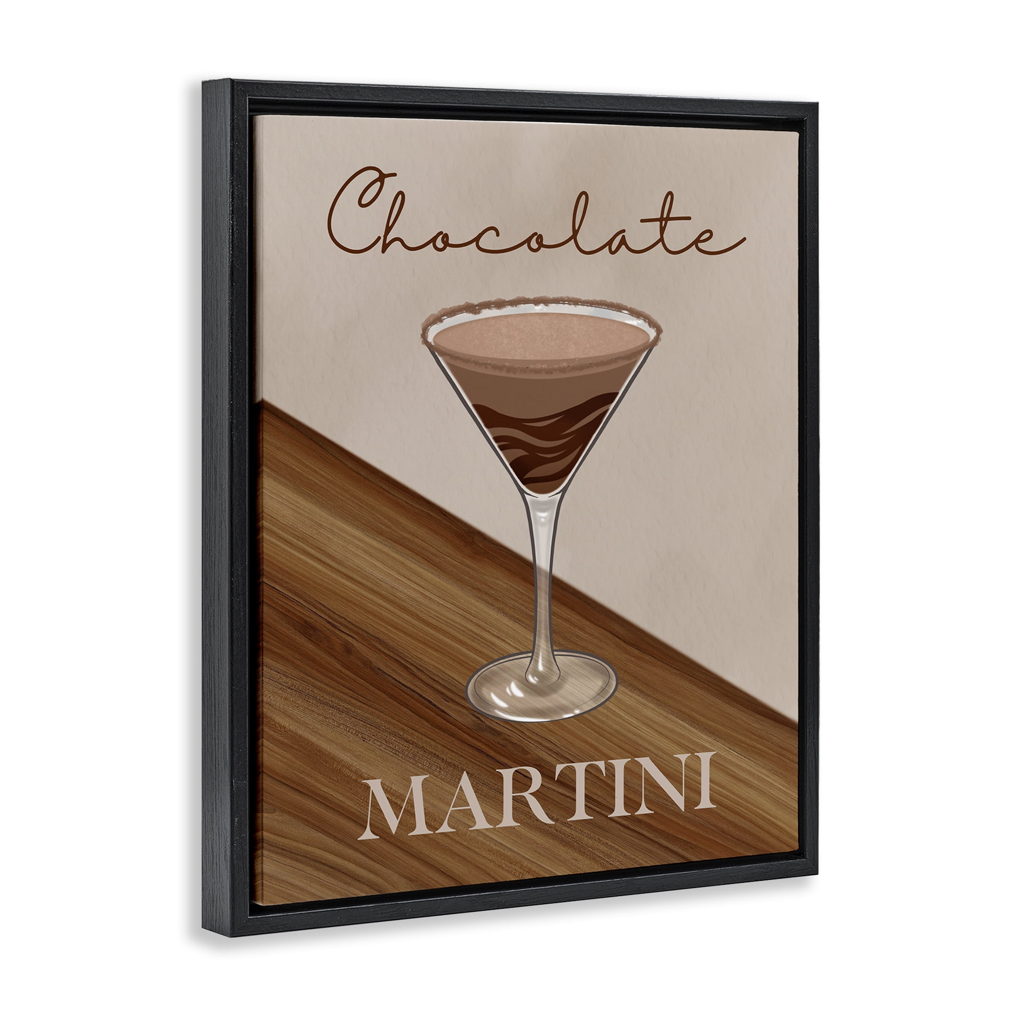Stupell Industries Chocolate Martini on Brown Black Framed Floater Canvas Wall Art, design by Marcus Prime