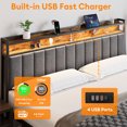 thumbnail image 4 of King Bed Frame with Storage, Upholstered Bed Frame with LED Lights Headboard and 2 Drawers, King Size Bed with Charging Station, Noise-Free, No Box Spring Needed, Easy Assembly, Grey, 4 of 8