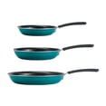 thumbnail image 4 of Juego de 3 sartenes antiadherentes de porcelana esmaltada con revestimiento reforzado apto para lavaplatos y horno verde azulado, 4 of 8