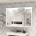 60x40 Inch Silver Aluminium Oversized LED Bathroom Mirror Wall Mounted ...