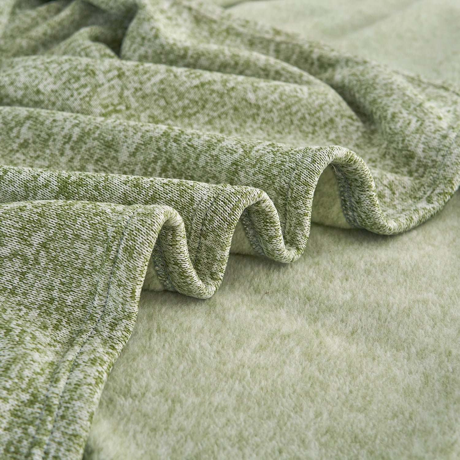 JML Knit Blanket Twin 2 Piece (60"x80") with 1 Sham -Soft Jersey Blanket, Green/White