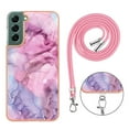 thumbnail image 5 of Case for Samsung Galaxy S24, Adjustable Detachable Crossbody Strap Neck Strap Silicone Bumper Marble Painted TPU Ultra Thin Shockproof Protective Phone Case Cover for Galaxy S24, Pink, 5 of 7