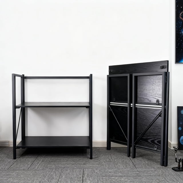 Folding Bookshelf Convertible Design Multifunctional Plant Stand Storage Rack Shelves for Home Office Easy Assembly
