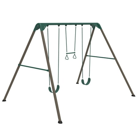 Lifetime Kid's Metal Swing Set with 2 Belt Swings and Trapeze Bar - 9 feet (91137)