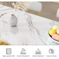 thumbnail image 6 of MIERES Dining Table Set for 4 Bar Table and Chairs Set Faux Marble Counter Height Dining Table Set with 4 PU Upholstered Stools Kitchen Pub Table for Kitchen, Restaurant, Space Saving, Gold and White, 6 of 8