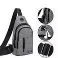 thumbnail image 4 of LHWEN Men's Waterproof Messenger Bag Adjustable Crossbody Chest Bag with USB and Headphone Holes Large Capacity Multipurpose Sling Backpack for Hiking Travel Office School Outdoor Activities, 4 of 9