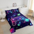 thumbnail image 4 of Erosebridal Neon Gradient Gamepad Bedding Twin Comforter Set, Glitter Stars Planets Down Comforter, Gamer Decorative, Reversible 2pcs, Ultra Soft, 4 of 7