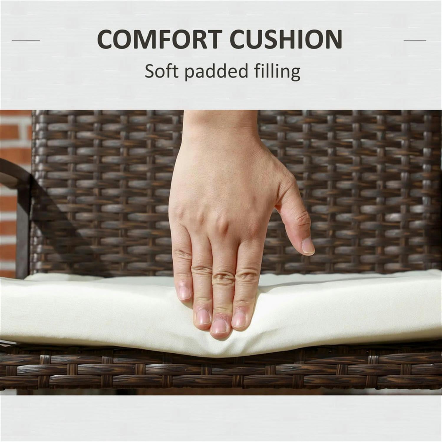 Demi Bonn Outdoor Dining Chairs Set of 4, PE Rattan Patio Dining Room Chairs with Cushion for Garden, Backyard, Lawn, Brown