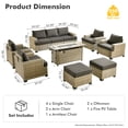 thumbnail image 4 of Vcatnet Patio Furniture Sets with 54" Fire Pit, 10 Pieces All Weather Outdoor Sectional Sofa, PE Rattan Wicker High Back Conversation Set with Ottoman, Black, 4 of 10