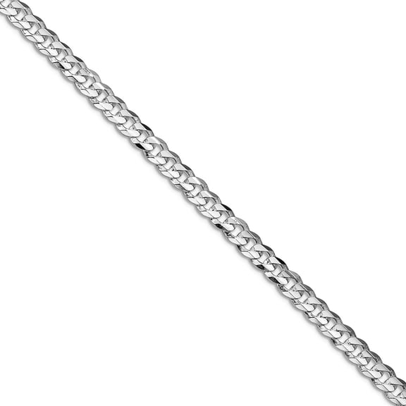 925 Sterling Silver Rhodium Plated 4.5mm Concave Beveled Curb Chain Necklace 26 Inch Chain Necklace for Women and Men