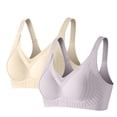 thumbnail image 1 of Amzcrzy 2PC Bras for Women Comfy Supportive Lift Push up Bra Trendy Solid Color Ribbed Seamless T Shirt Bra XL, 1 of 9