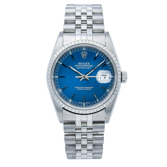 Pre-Owned Rolex Datejust 16220 36MM Blue Dial With Stainless Steel Jubilee Bracelet