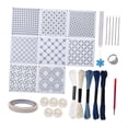 thumbnail image 3 of Voxware Sashiko Stencil Set Quilting Stencil Geometric Mending Reusable Cross Stitching Portable Traditional Embroidery Pattern Template 13x13cm, 3 of 7