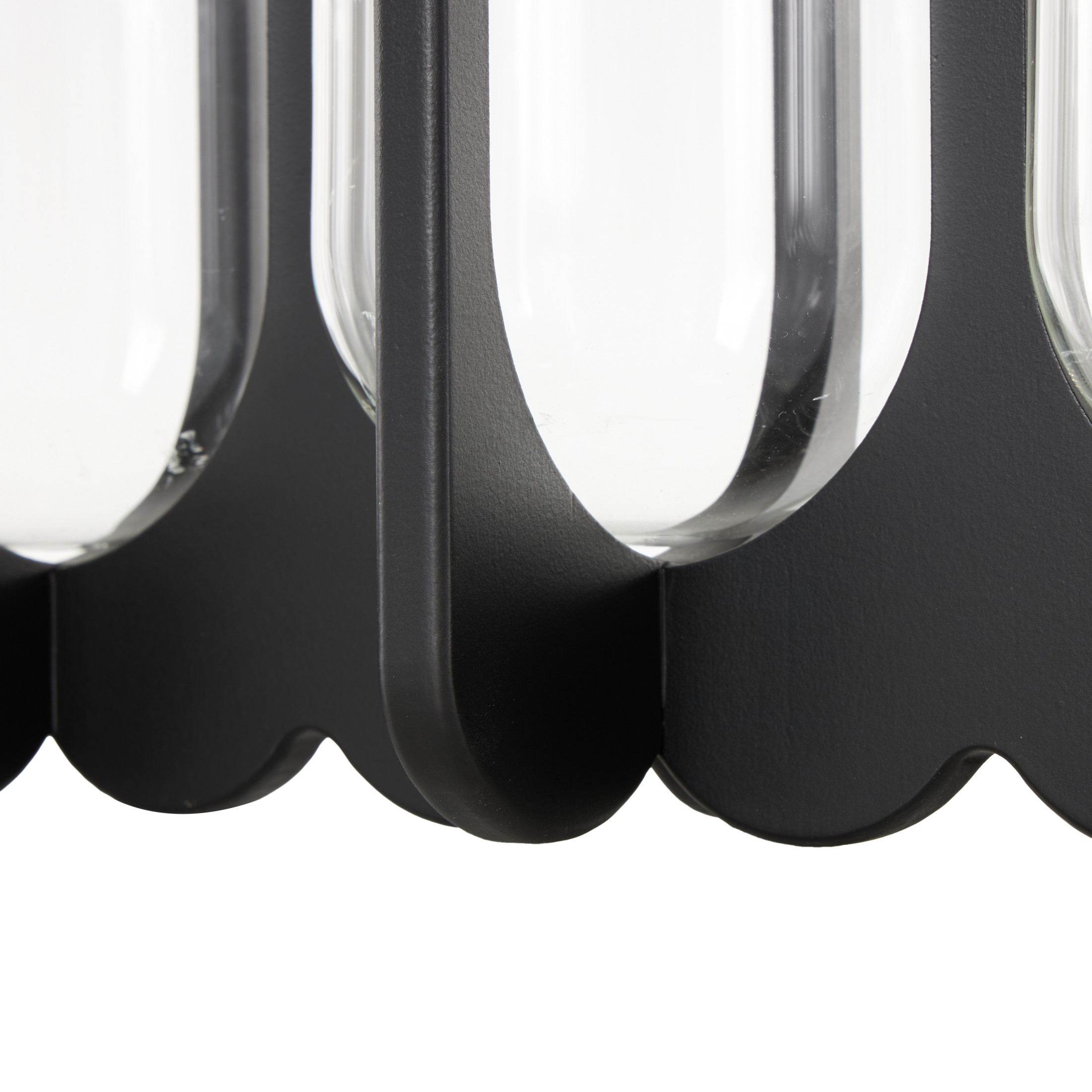 DecMode 5 Candle Black Wooden Rectangle Hurricane 5 Slot Candle Holder