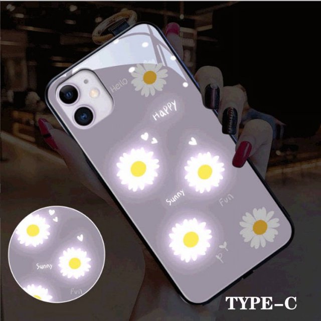 AMERTEER Phone Case Daisy Voice-activated Light-emitting Phone Case Cover for IP13/14 Pro Plus Pro max