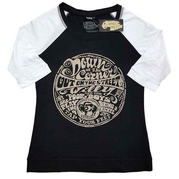 Creedence Clearwater Revival Ladies Raglan T-Shirt: Down On The Corner (Large)