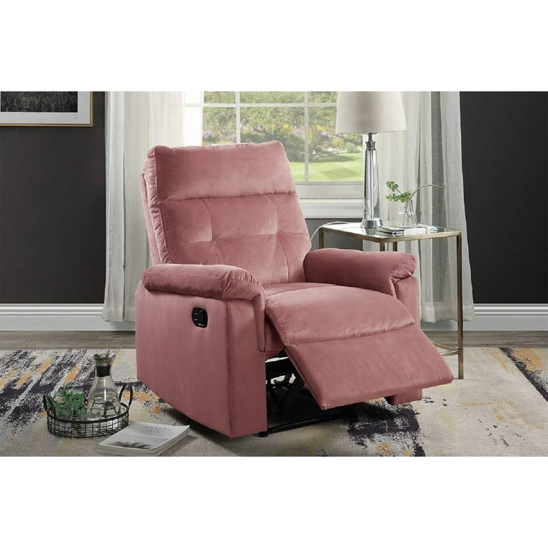 Pink velvet recliner hotsell