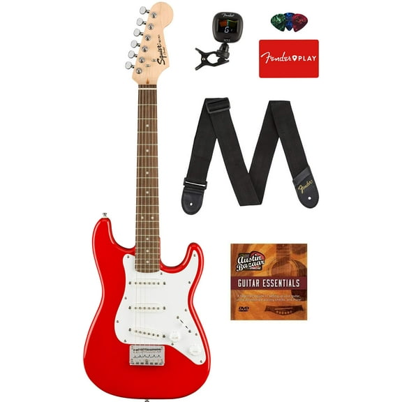 Fender Squier Mini Strat Electric Guitar - Red w/ Tuner