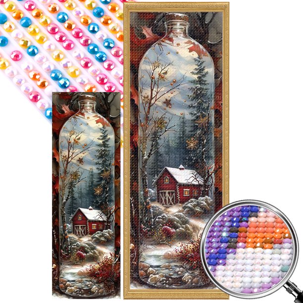 5D DIY Taladro Parcial AB Diamante Pintura Cabina Botella Vidrio 35x95cm