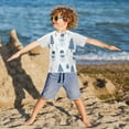 thumbnail image 3 of FORMRS Boys Rash Guard with Short Sleeves UPF 50+ Swim Shirts Sizes 3-12T, White Snowman, 3 of 6