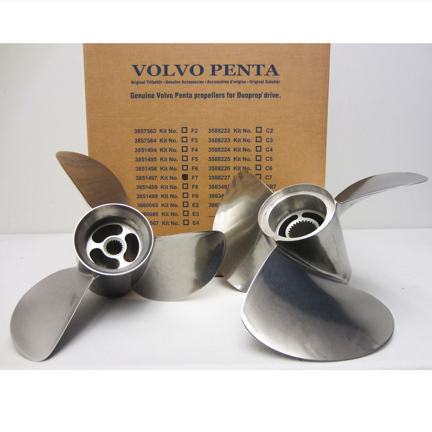 Volvo Penta New OEM F7 Propeller Set Duo Prop 3851497 (3851467, 3851477