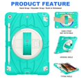 thumbnail image 6 of ELEHOLD Case for iPad 9th/8th/7th Generation, Heavy Duty Shockproof Case with Pencil Holder/Stand/Hand Strap/Shoulder Belt, Rugged Protective Cover for Boys Girls,Mint, 6 of 10