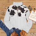 thumbnail image 5 of Women's Sweatshirt Cow Pocket Long Sleeve Zipper Collar Pullover Sweatshirt Tops, 5 of 6