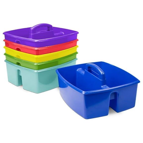 2-Compartment Large Caddy – Multipurpose Classroom Organizer with Handle, Assorted Colors, 6-Pack (00948E06C)