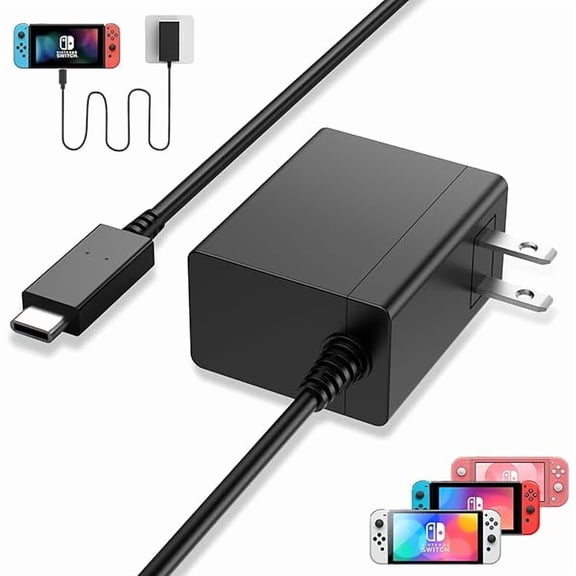 can Charger for Nintendo Switch, 45W AC Adapter, 20V/2.25A Fast Charging with 5FT USB-C Cable Compatible with Lite/OLED/Steam Deck/PlayStation Portal, Support Switch TV Mode
