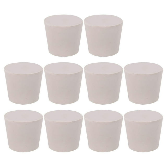 Rubber Tapered Stopper 10Pcs For Laboratory Equipment 3.5X3.5CM White Sealing Suitable For Chemical Experiments