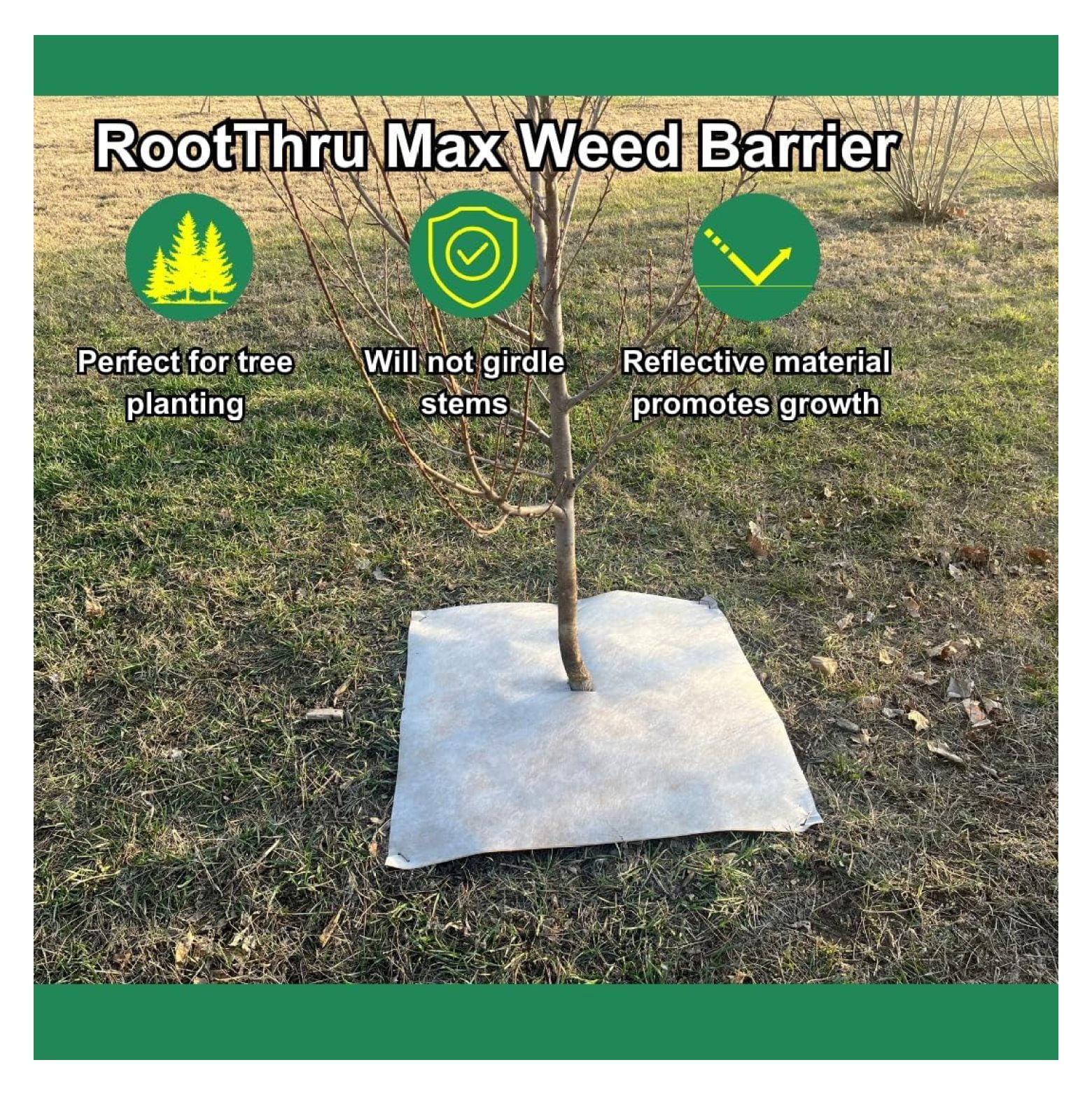 Max Weed Barrier, 3 ft x 3 ft, Natural, Eco-Friendly, Heavy-Duty, Durable, Landscape Fabric, Garden Ground Cover, Paper Mulch, Gardening Weed Mat, Geotextile Fabric, Weed Blocker - 10 Pack