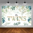 thumbnail image 3 of It's Twins Backdrop Baby Shower Party Decoration Supplies Green Gold Forest Leaves Eucalyptus Leaf Oh Baby Shower Photography Background Birthday Banner Cake Table Photo Booth Props, 3 of 4