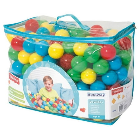 Bestway Fisher-Price Small Plastic Multi-Color Play Pit Balls, 250 Count