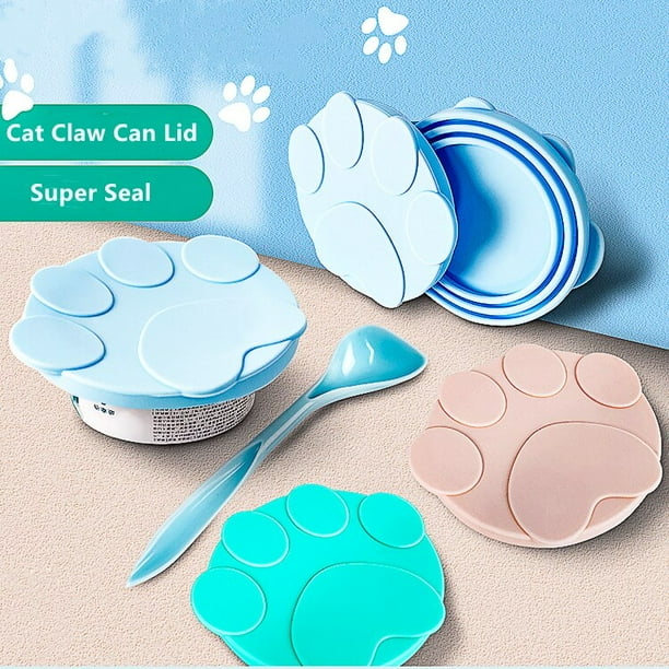 New Portable Silicone Dog Cat Canned Lid 2-in-1 Food Sealer Spoon Pet Food Cover Storage Fresh-keeping Lids Bowl Dog AccessoriesPink-A He Qiyong unisex