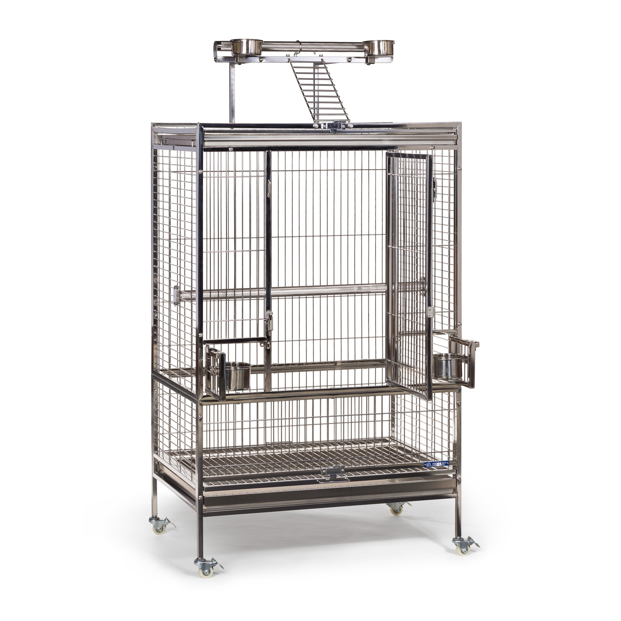 Prevue Pet Products Large Stainless Steel Playtop Bird Cage in Silver Finish 3455