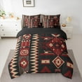 thumbnail image 3 of Manfei Vintage Aztec Adult 7 Pieces Bedding Comforter Set, Black Red Bohemian Abstract Full Bedding Set, Tribal Western Theme Reversible Fitted Sheet Flat Sheet, Luxury Bedroom Decor, 3 of 8