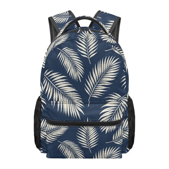 Uourmeti Navy Palm Leaf Backpack for Girls Ages 5-16 Lightweight Bookbag Kids Schoolbag with Adjustable Shoulder for Elementary School Travel