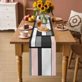 thumbnail image 2 of Modern Geometric Pink Black Table Runner 72 Inches, Abstract Minimalist Color Blocks Bed Runner Dresser Scarves Tabletop for Indoor Outdoor Parties/Ceremony/Banquet, 18" x 72", 2 of 9