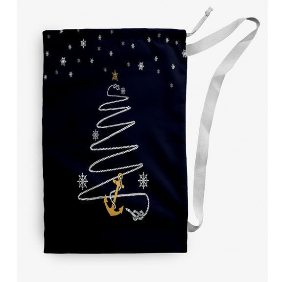 Simply Daisy Holiday Anchor 18 x 29 in Blue Laundry Bag