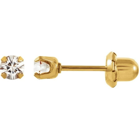 Bella Grace Jewelry Collection 24K Gold-Washed Stainless Steel Imitation White Sapphire Inverness Piercing